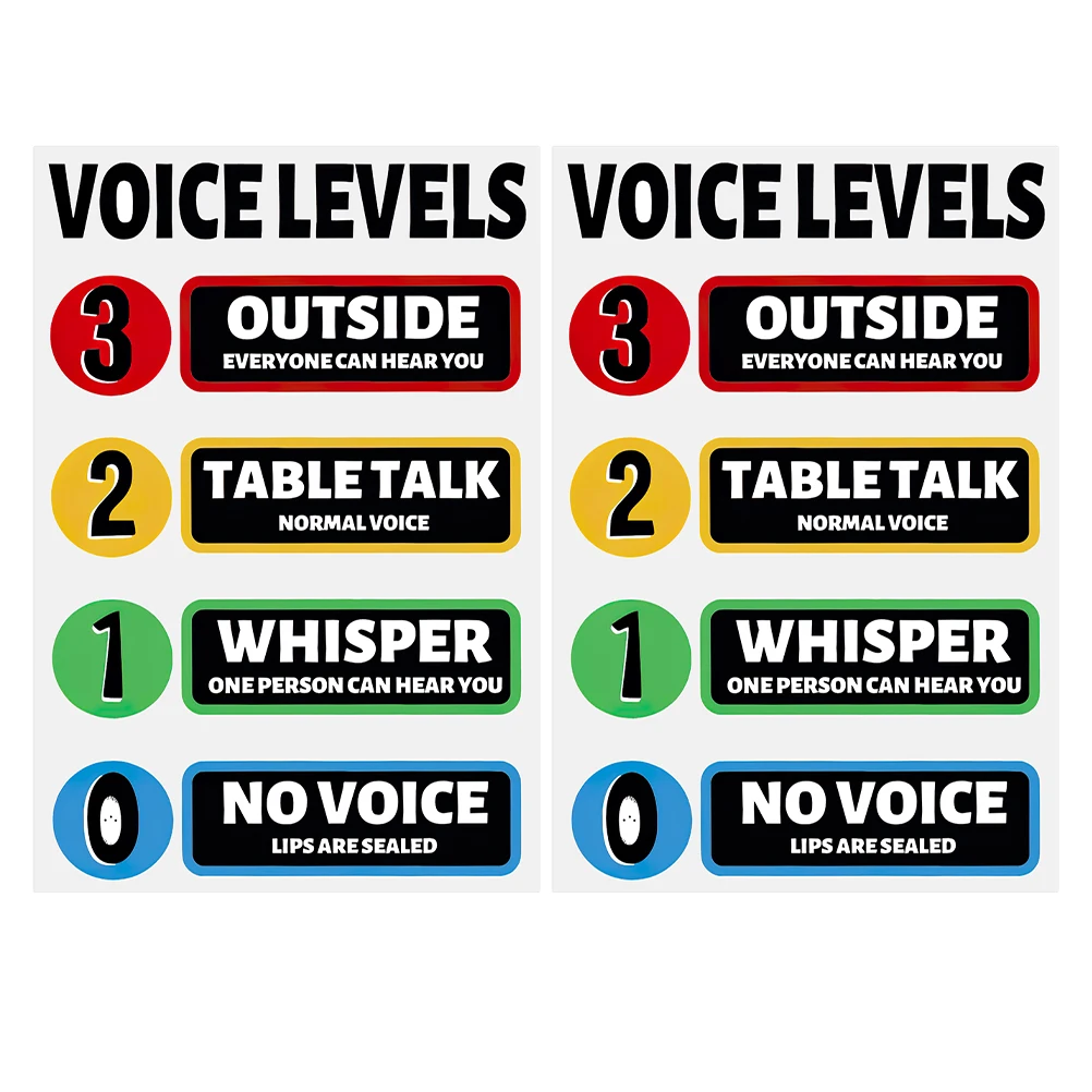 2 Sets Noise Level Charts Pvc Waterproof Wall Decor Voice Level Indicator For Classroom School Decoration Stickers Ambiance