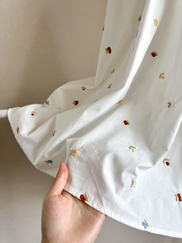 Coréen doux Sle broderie florale blanc f jupe femmes été réduction de l'âge taille haute mince a-ligne parapluie jupe longue D...