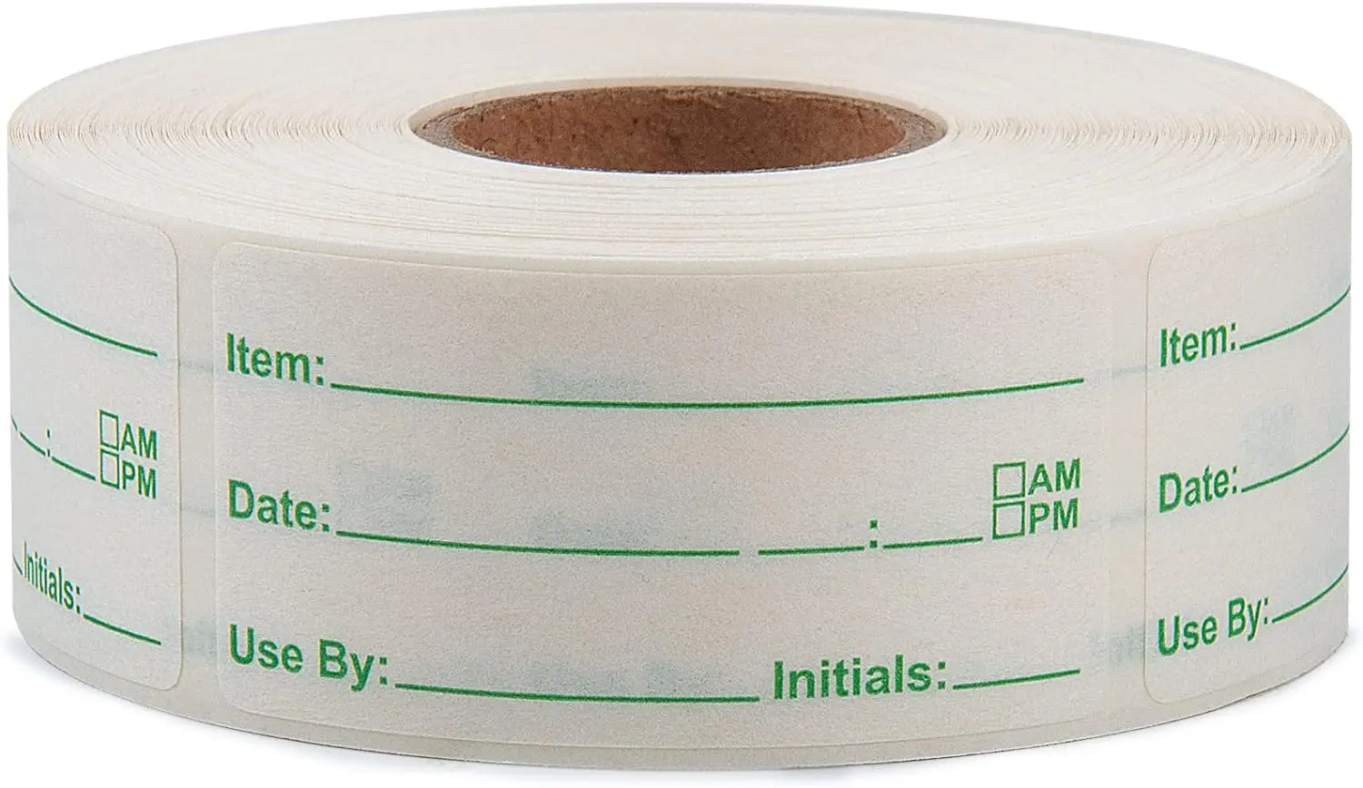 L LIKED 500 Stickers Use by 1 x 2 Inch Dissolvable Labels for Food Containers Prep roll of 500 (Green)