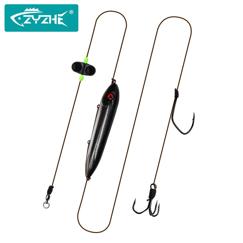ZYZHE 1/2PCS Catfish Rigs with 5in Float Bait Single Catfish Hook Treble Hooks Live Bait Rigs Ideal For Catfish or Sea Fishing