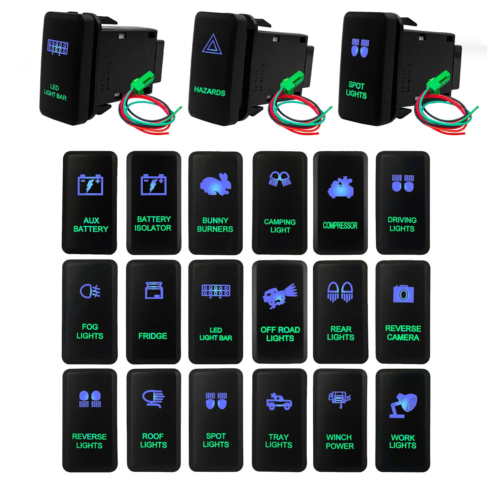 

Car LED Light Bar Push Button Reverse Camera Battery Power ON OFF Switch For Toyota Tacoma FJ Land Cruiser 4Runner Hilux Prado