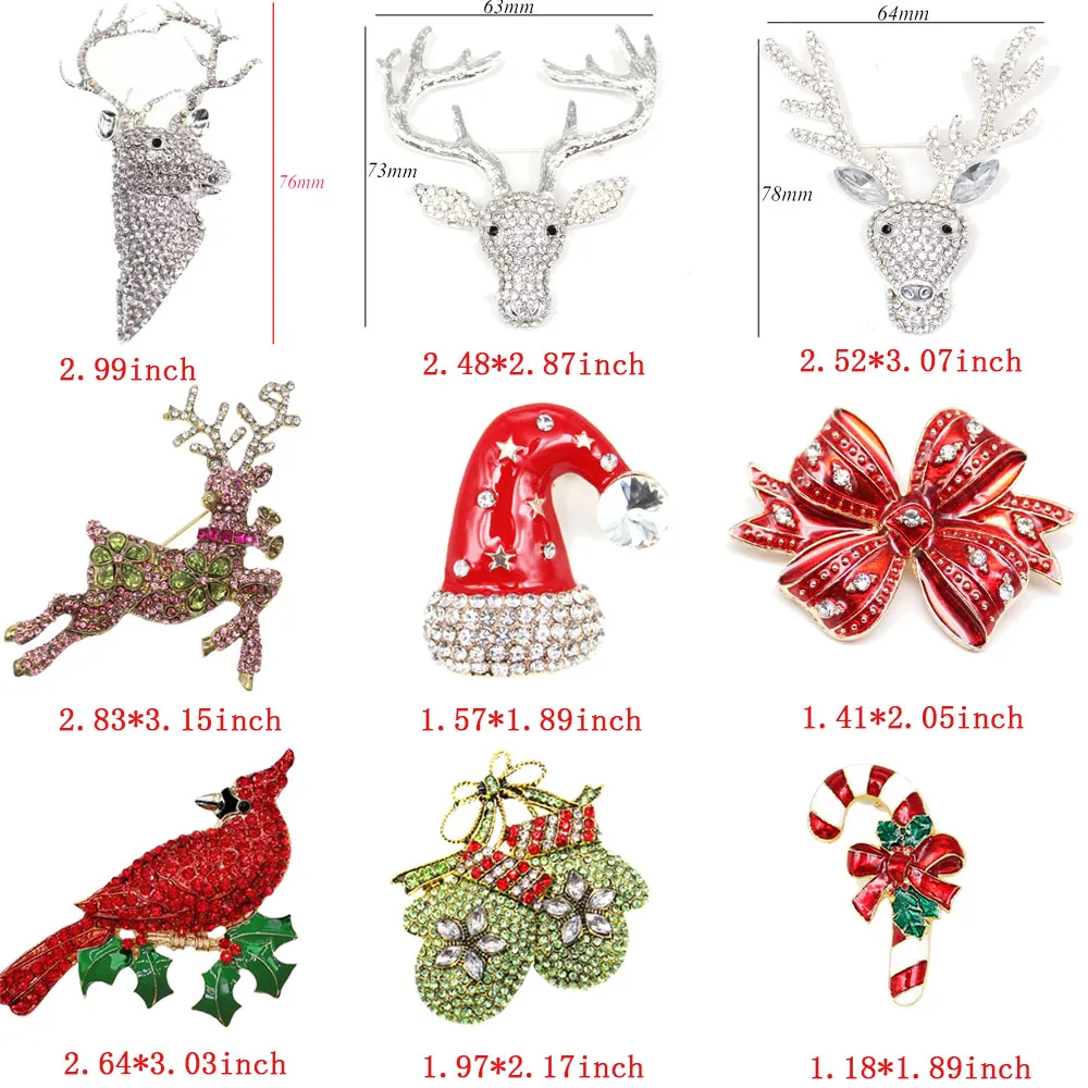 Mehrfarbige Strass Weihnachtsbaum Brosche Kristall Weihnachtsbroschen Anstecknadel für Frauen – Detail 4
