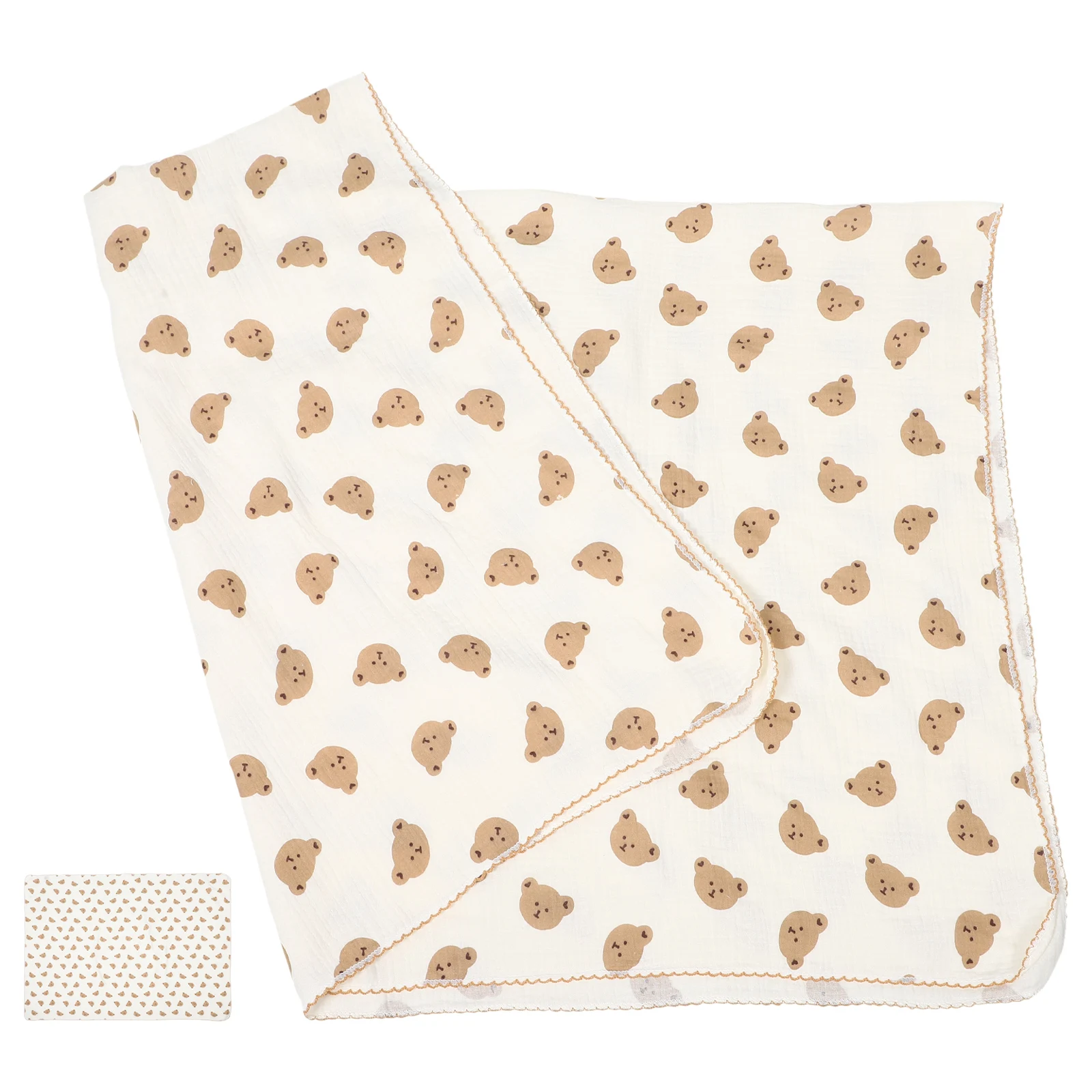 Baby Receiving Blanket Cotton Muslin Swaddle Newborn Toddler Bear Pattern Soft Double Layer Gauze Nursery Crib Blanket