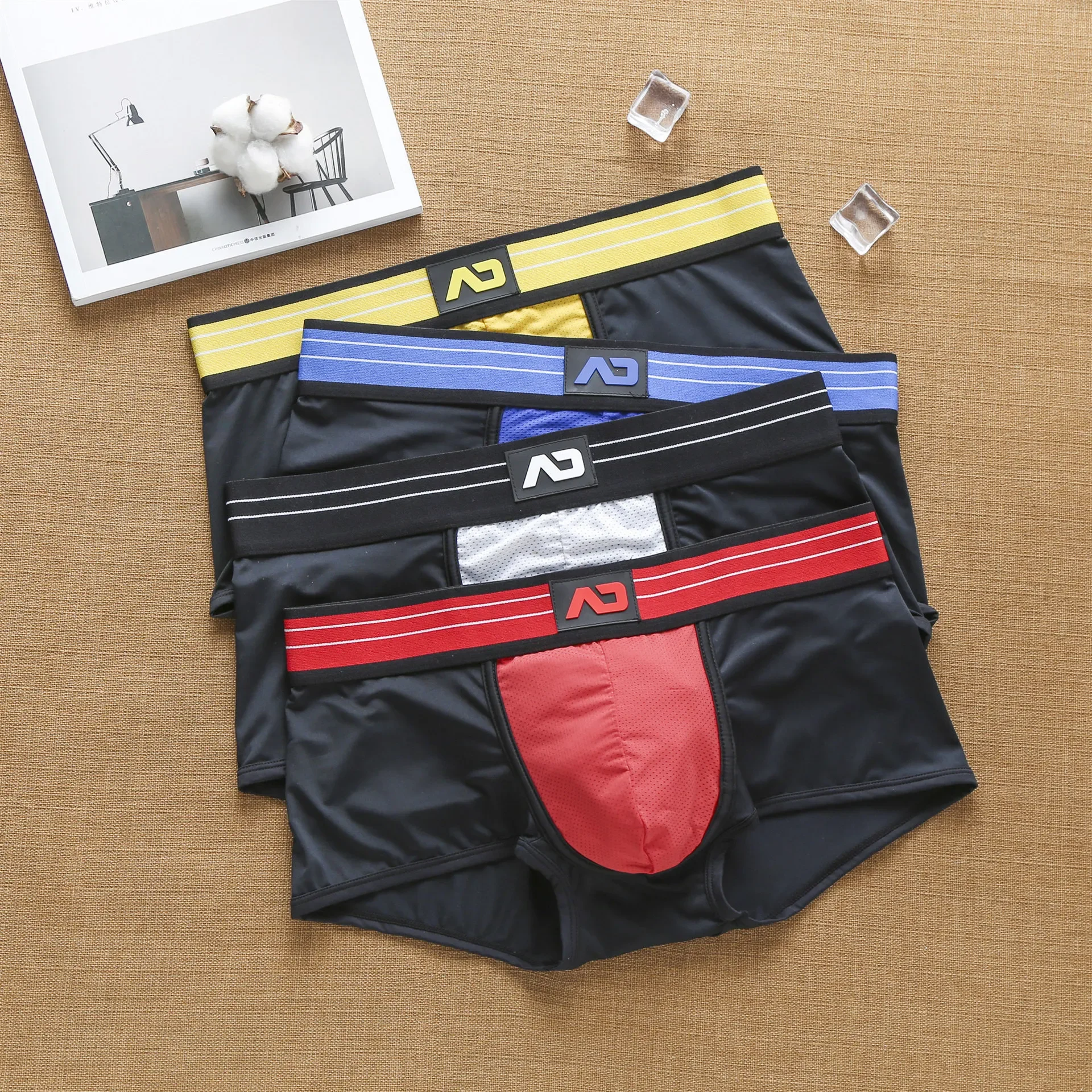 Men's ice silk flat-angle pants comfortable milk silk ice mesh mesh permeable pants low-waisted addicted panties men