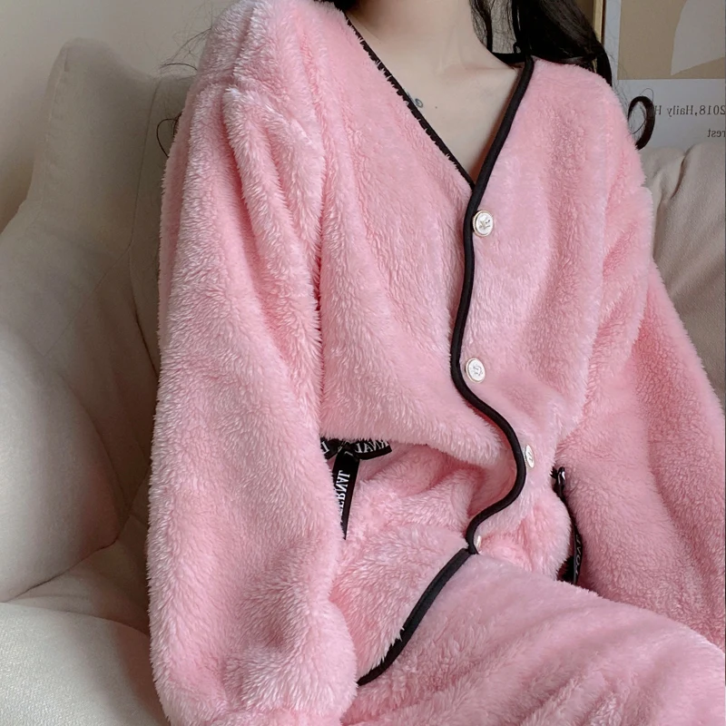 2022 Winter Nieuwe Mode Licht Luxe Pyjama Set Pyjama Vrouwen Verdikte Homewear Set Fashion Boutique Kleding Eenvoudige Stijl