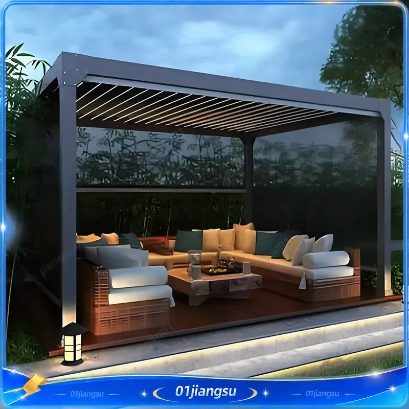 Modern 3x3m Aluminum Pergola Waterproof Louvered Roof Bioclimatic Garden Gazebo Outdoor Metal Frame Canopy for Patio Balcony