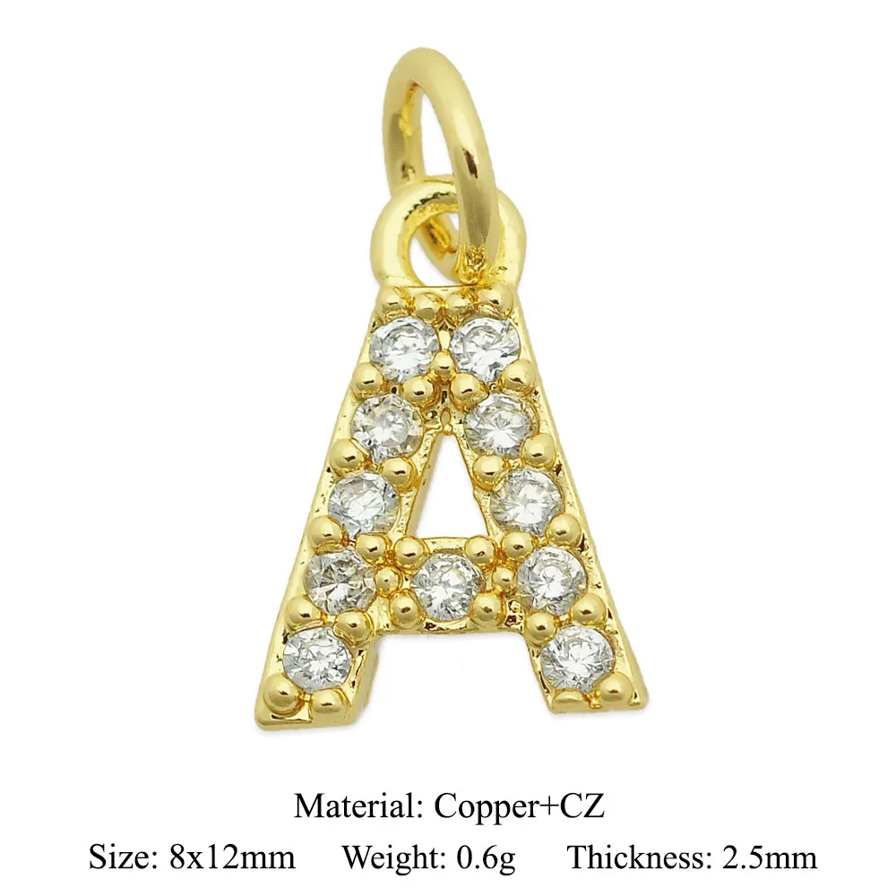 1 Set 26pcs A-Z diy Letter Charms Wholesale Inital Name Cubic Zirconia Jewelry Pendants For Necklace Bracelet Making Finding