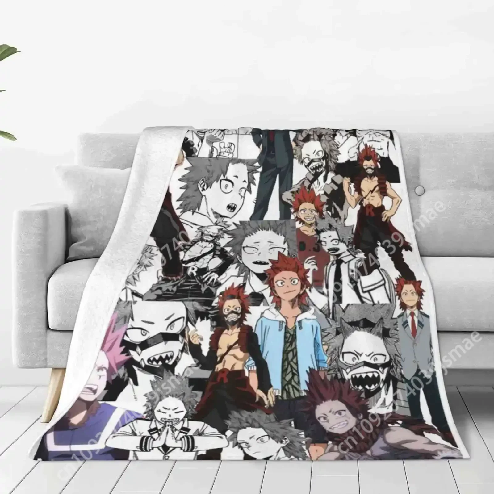 Kirishima Collage Soft Warm Throw Blanket Bnha Boku No Hero Academia Mha Tsuyu Deku Todoroki Toga Bakugou Izuku Midoriya Custom