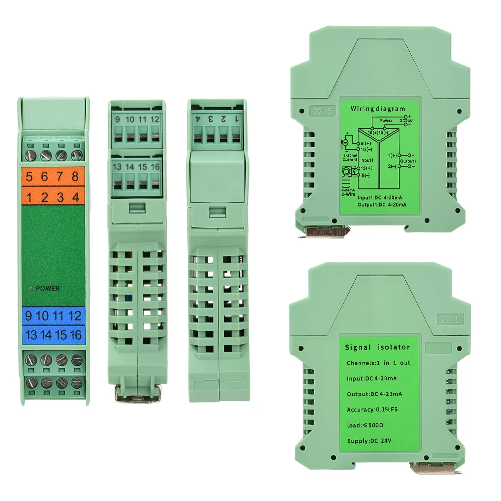 

DC 24V 4-20mA to 4-20mA Signal Isolator Isolator Distribution Signal Separator Barrier Distribution Module