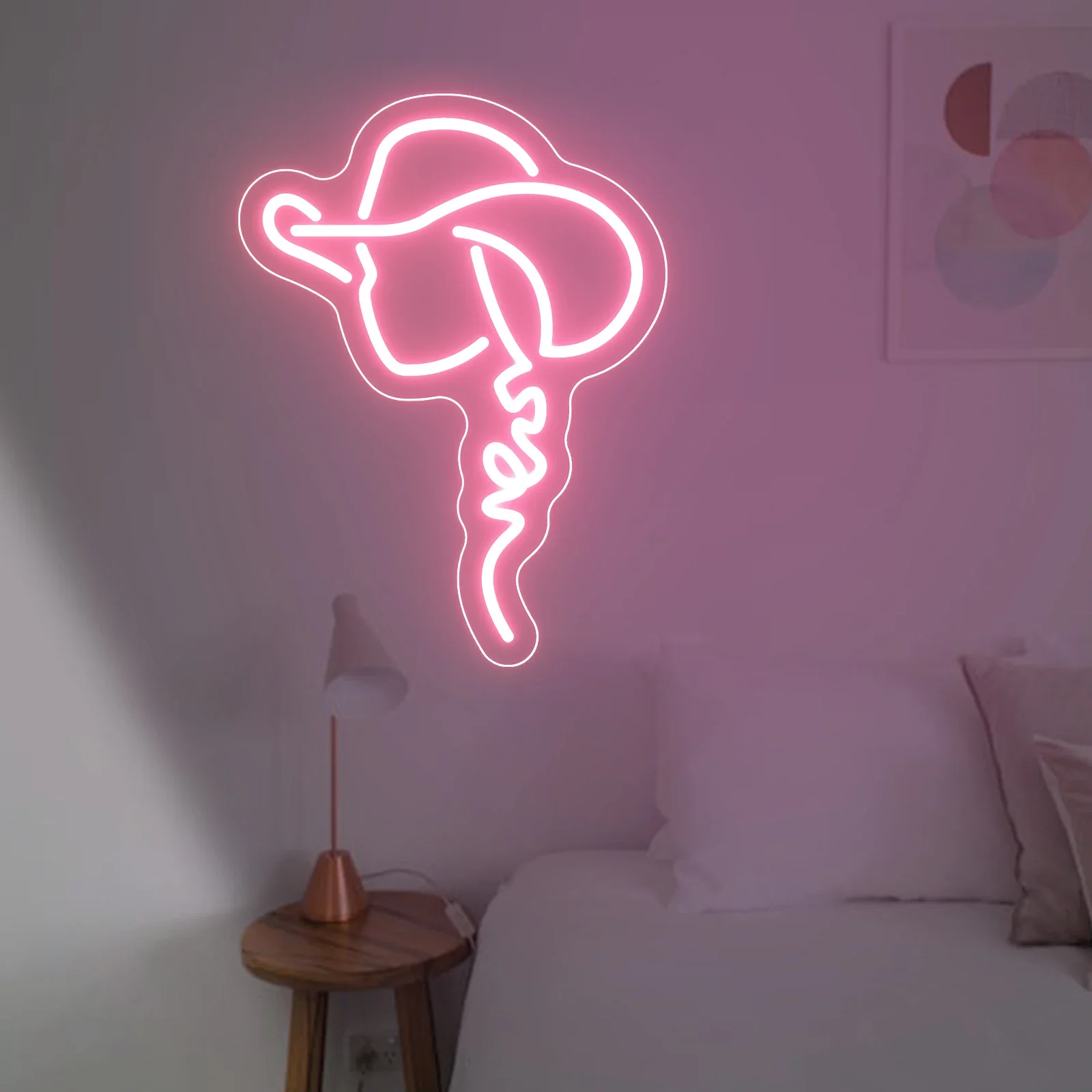 Cowgirl lampu Neon anak perempuan Barat kamar tidur seni dinding estetika gantung kustom apartemen kampus lampu LED dipersonalisasi hadiah lampu Neon