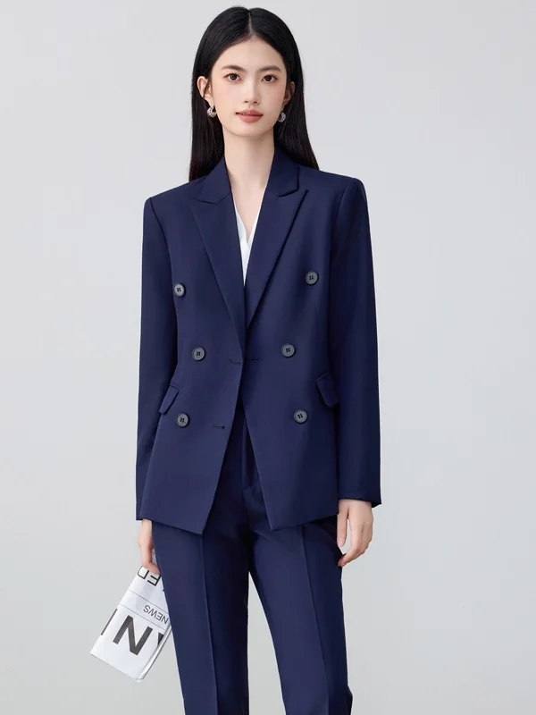Olive Green Suit Set Women's Professional Interview Workwear Spring Autumn New Style Waist-Cinching Three-Button Sleeve Coat