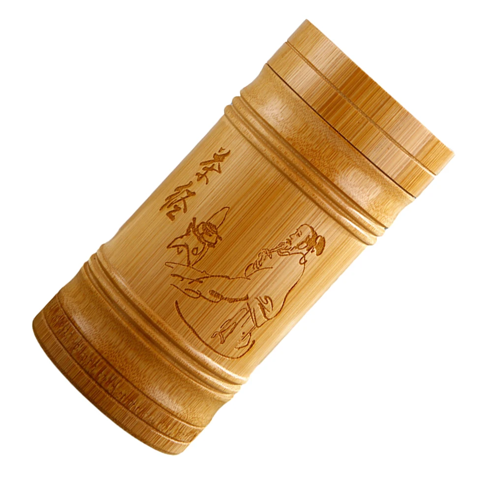 

Tea Storage Canister Bamboo Sealed Container for Household Portable Khaki Loose Leaf Airtight Tea Jars Box Storage