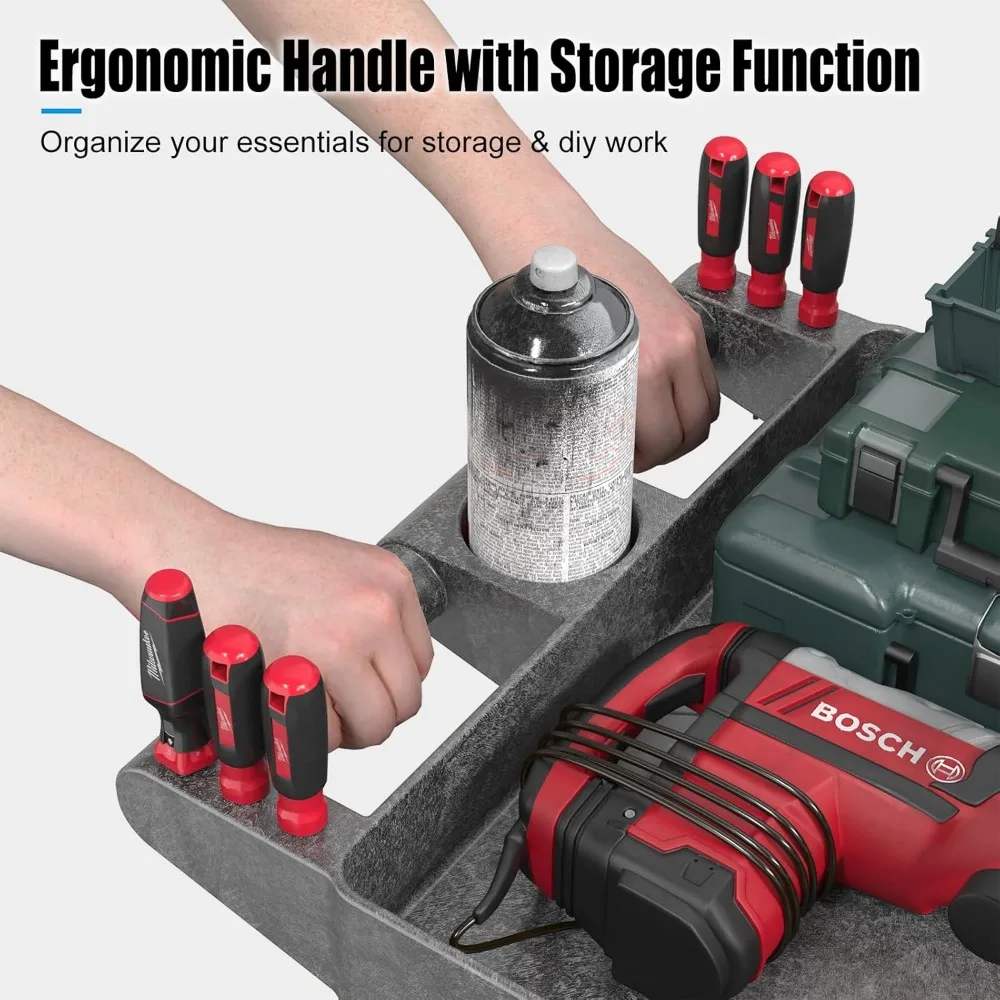 عربة أدوات بلاستيكية شديدة التحمل ذات رفين مع مقبض مريح و5 عجلات دوارة للمرآب وتخزين الأدوات