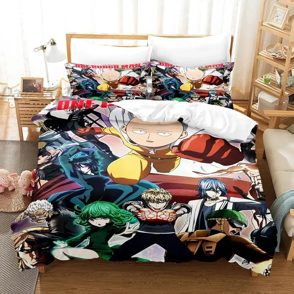 

2014 One Punch Man Bedding Set Single Twin Full Queen King Size Bed Set Teenager Bedroom Duvetcover Sets 3D Anime 2022