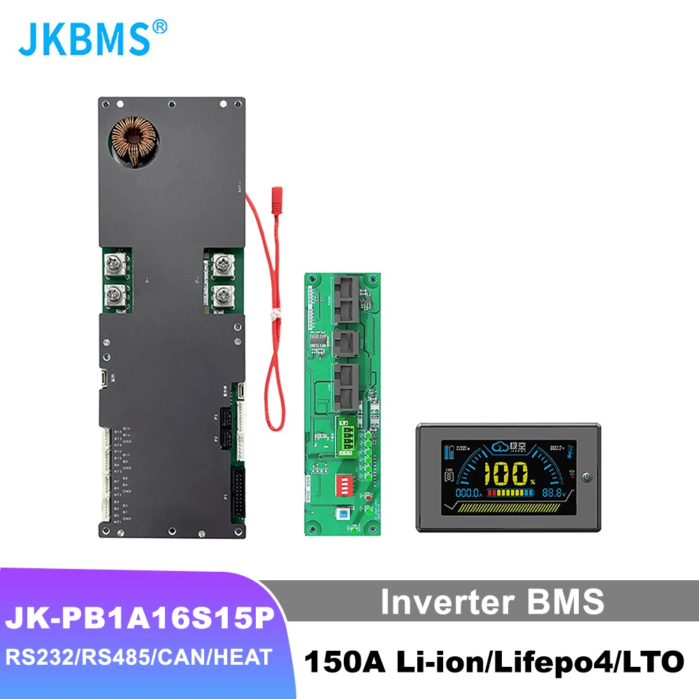 JKBMS Smart Inverter BMS PB1A16S15P 8S - 16S 24V 48V 150A Family Energy Storage Lifepo4/Li-ion/LTO For Growatt Deye Inverter