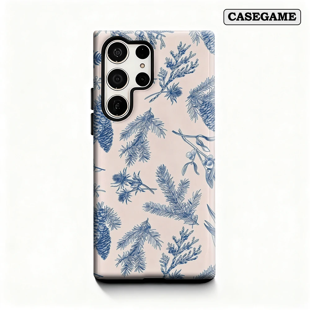 Casegame Phone Case for Samsung Galaxy S26 S25 Ultra S24 S23 Plus Shockproof Double Layer Tough Back Pine Cone Sketch Cover
