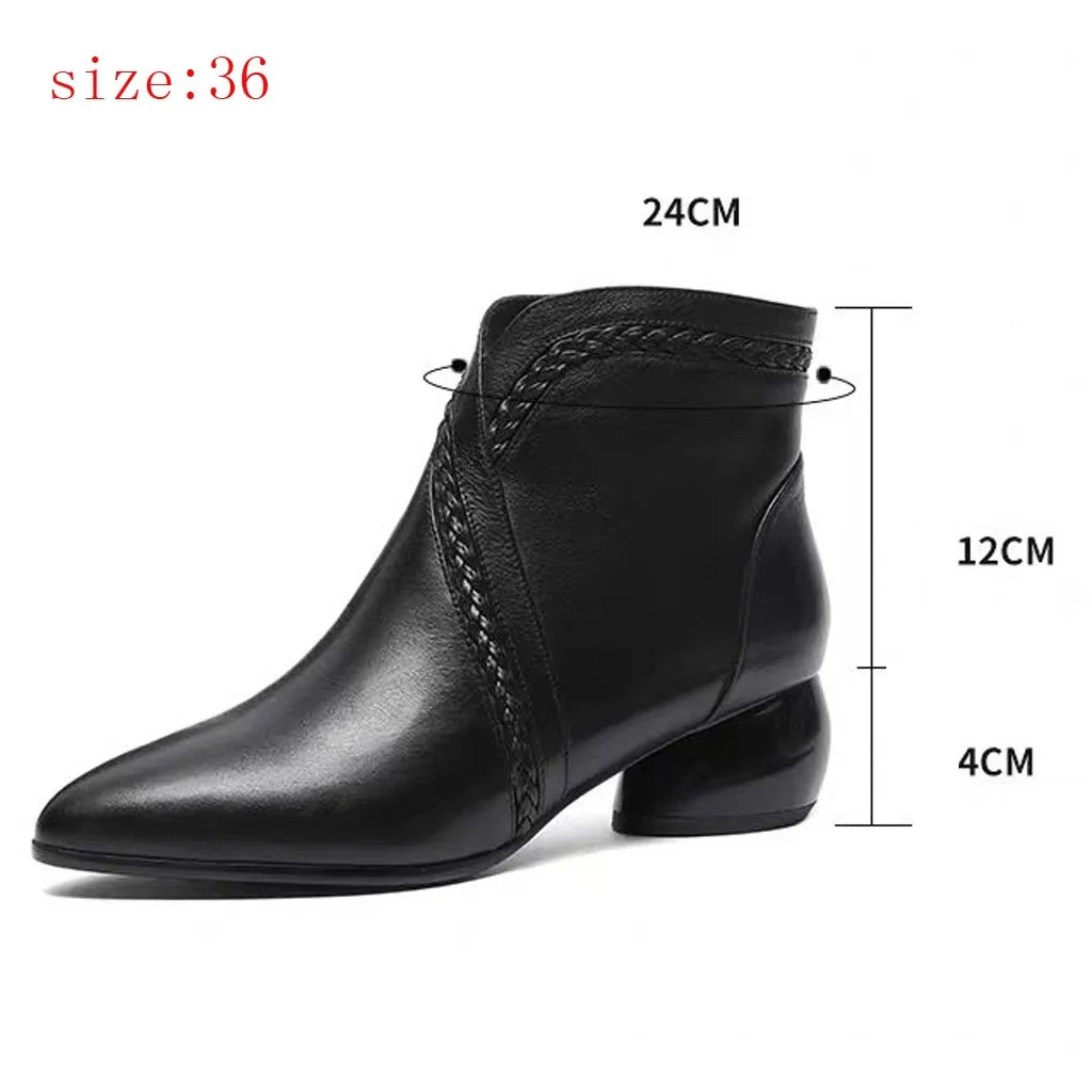 Narrow Womens Boots Women\'S Winter Pointed Toe Side Zip Ankle Bare Boots Casual Round Heel Women\'S Boots Slip On Platform Boots