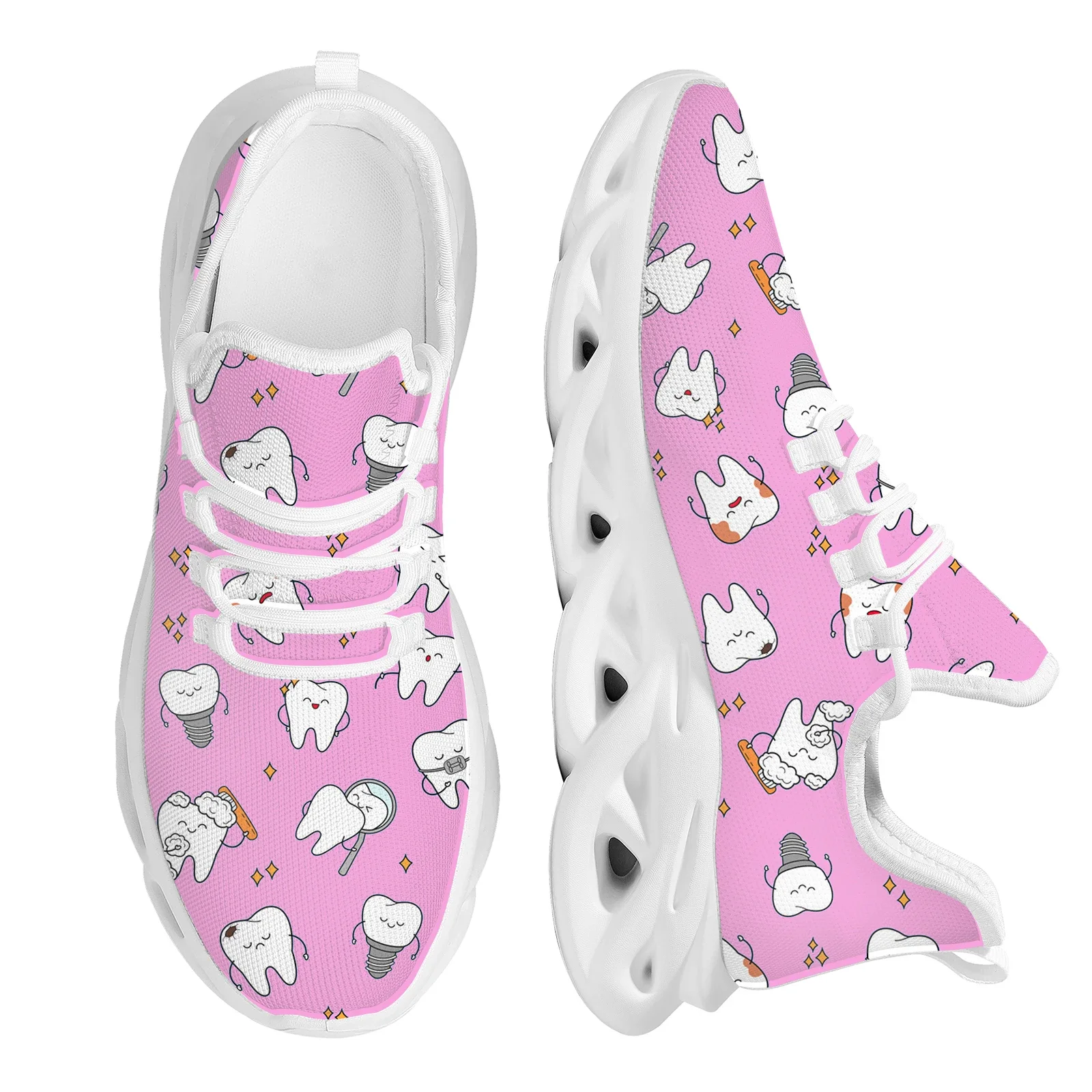 Lovely Teeth Cartoon Mesh Sneakers Comfort Air Cushion Platform Shoes for Women Shockproof Light Running Tennis 2023