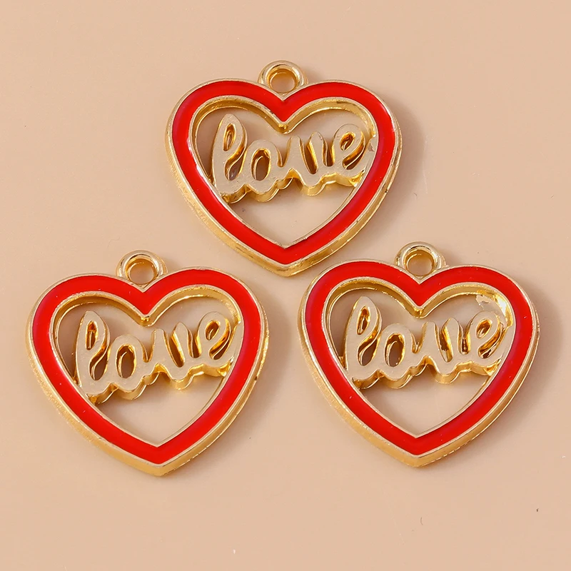 

20pcs Cute Colorful Enamel Love Heart Charms Pendants for Jewelry Making Drop Earrings Bracelets Necklaces DIY Crafts Supplies