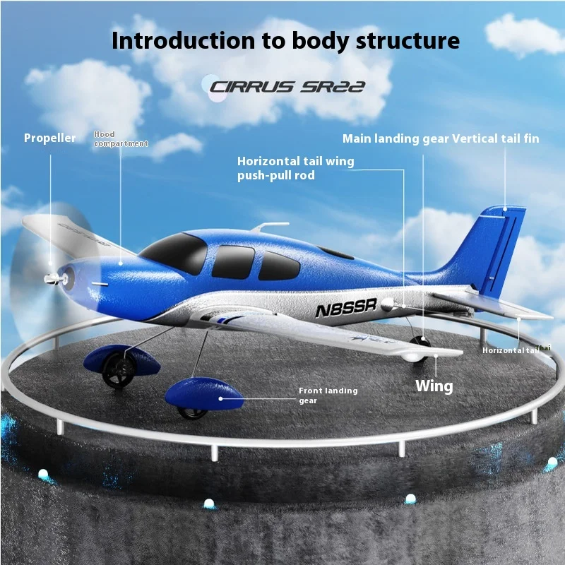 580Vierkanaals vliegtuig met afstandsbediening SR22 zweefvliegtuig met vaste vleugels en borstelloze motor. Speelgoed met afstandsbediening. Cadeau.