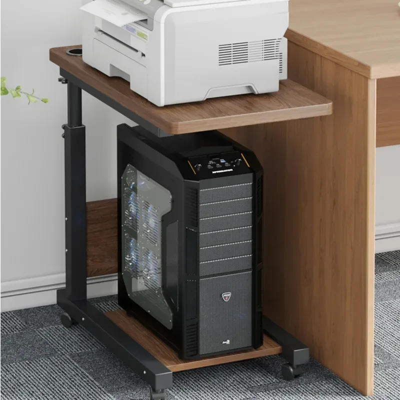 Movable Computer Lifting Table Two-Layer Storage Office Main Unit Box Bedside Printer Stand Mobile Desk Handy Organizer