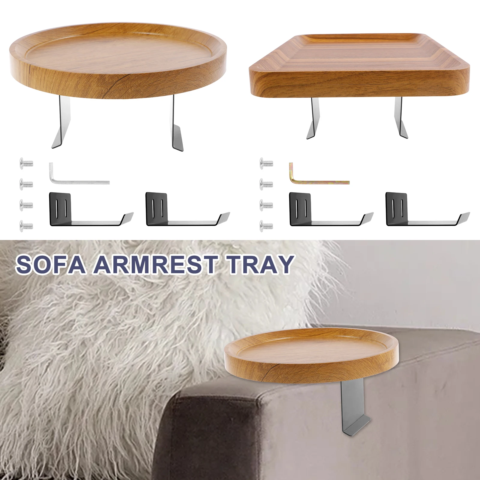 

Sofa Armrest Tray Wood Couch Arm Table 5.5-15cm Width Adjustable Sofa Arm Rest Table Multifunctional Arm Chair Table Tray Heavy