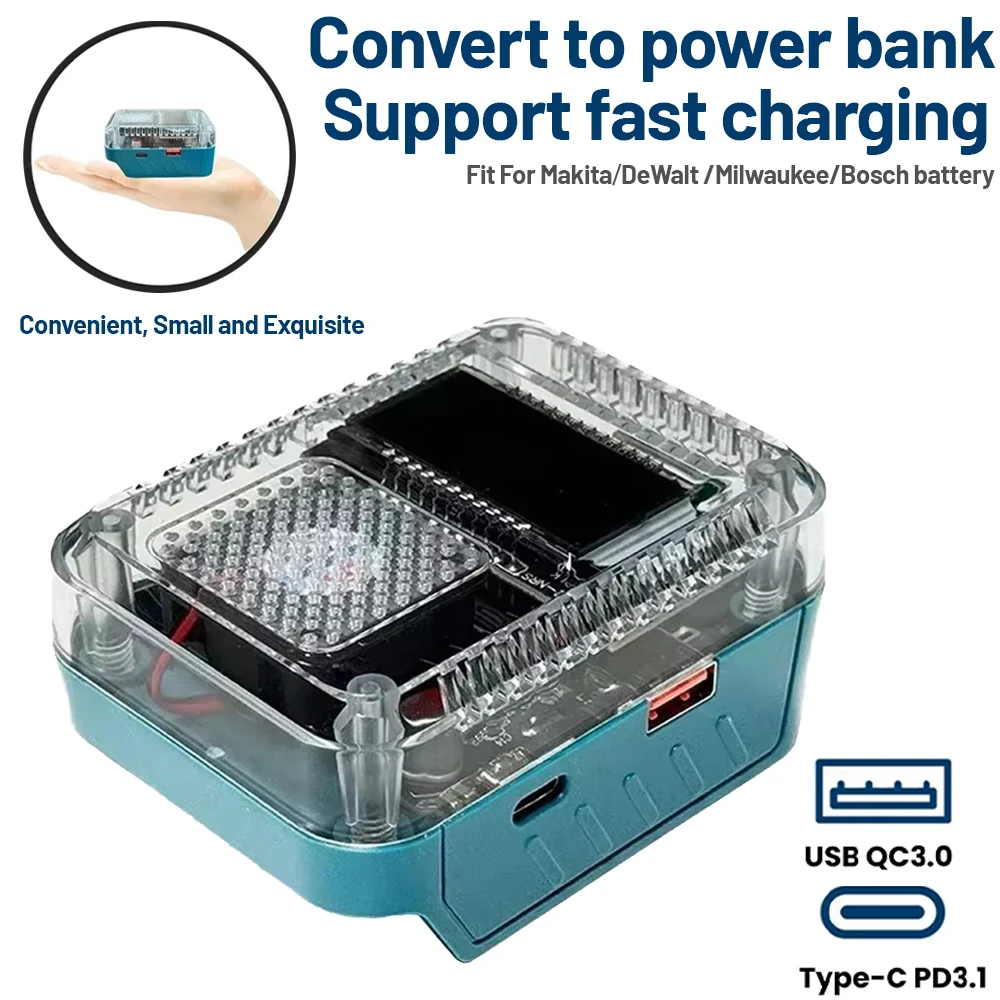 

Lithium Battery Case Adapter Converter For Makita For DeWalt For Milwaukee For M18 For Bosch Charger USB Type-C Power Bank