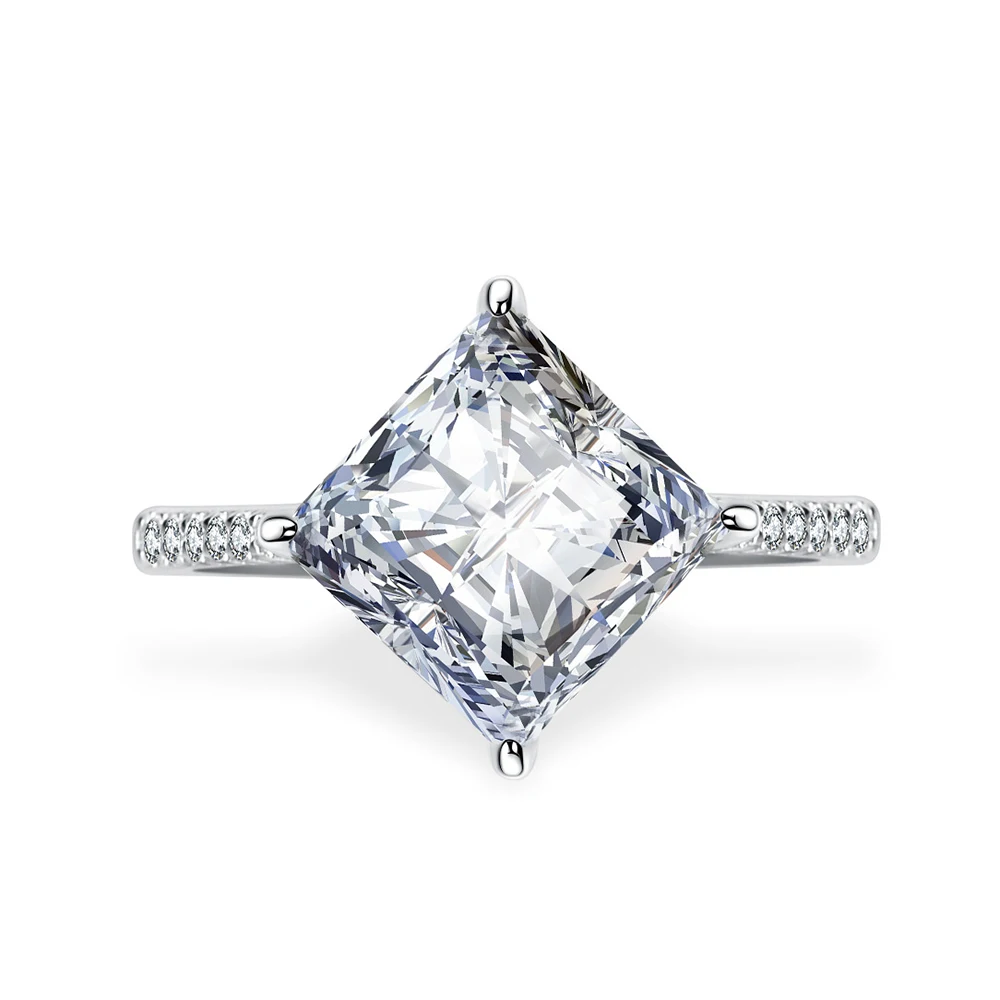 Imagem -03 - Anéis de Noivado de Moissanite de Quilates para Mulheres Corte Princesa Anel de Promessa de Diamante Quadrado 100 Prata Esterlina 925 Aliança de Casamento