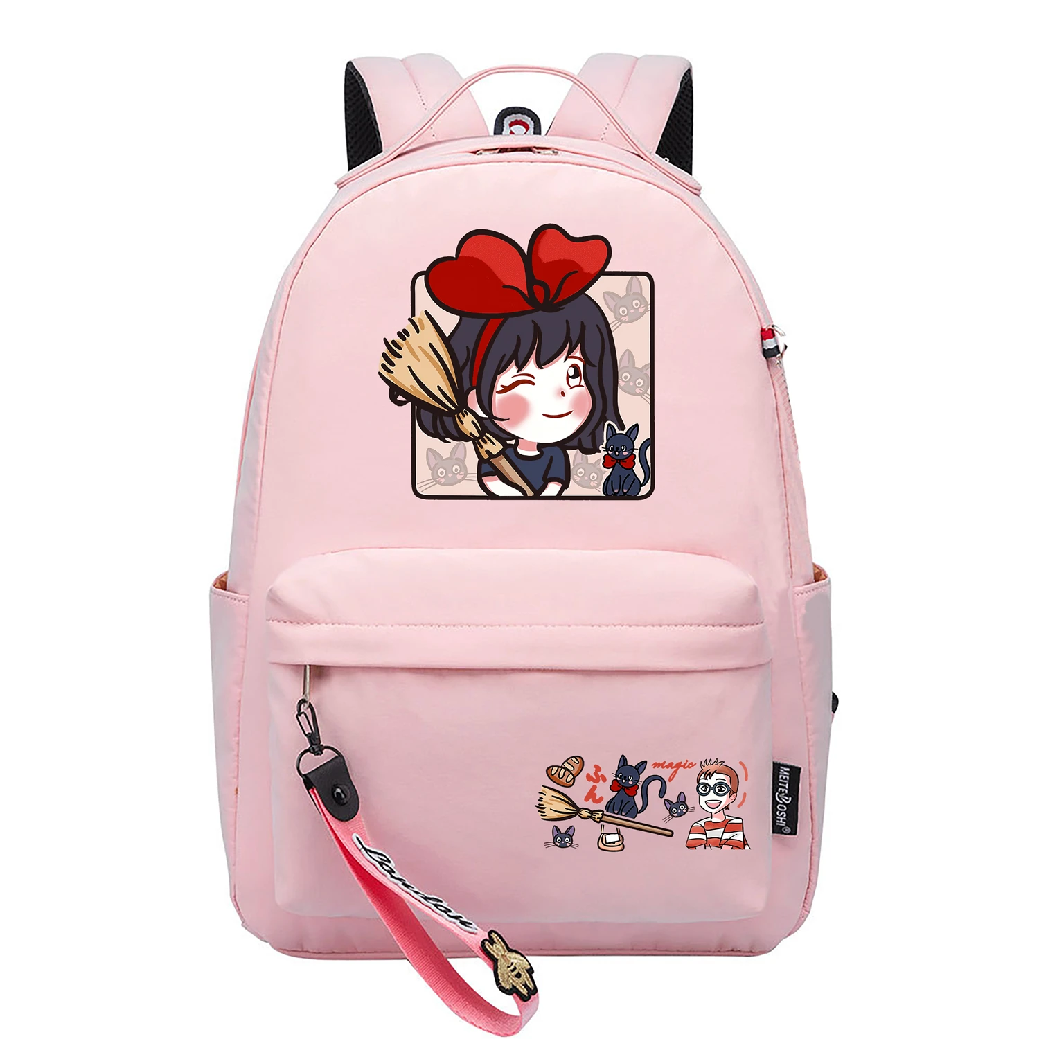 

Anime School Bags for Teenage Girls Black Cat Kawaii Bookbag Women Pink Travel Backpack Small Nylon Daypack Laptop Shoulder Bags
