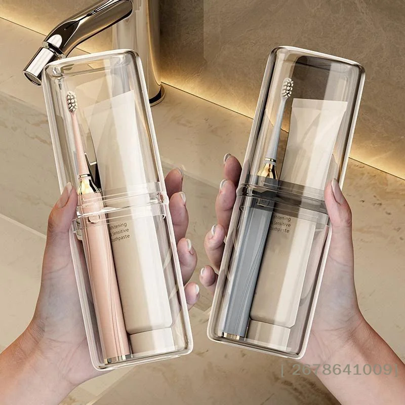 〔L〕Portable 2 In 1 Travel Toothbrush Holder Case Thickened Clear Large Capacity For Business Trips Camping Travel