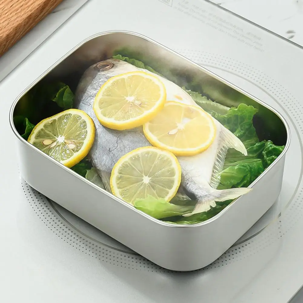 Durable Stainless Steel Crisper Reusable Lunch Box Easy to Clean Sealed Fresh-prepared Vegetable Lunch Box Store Food