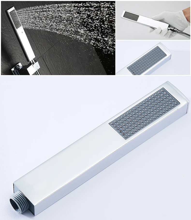 BAKALA Stainless Steel Rain Shower Head Senior Flush Set Waterfall Faucet with Hand Shower - Modern Bathroom Accessories