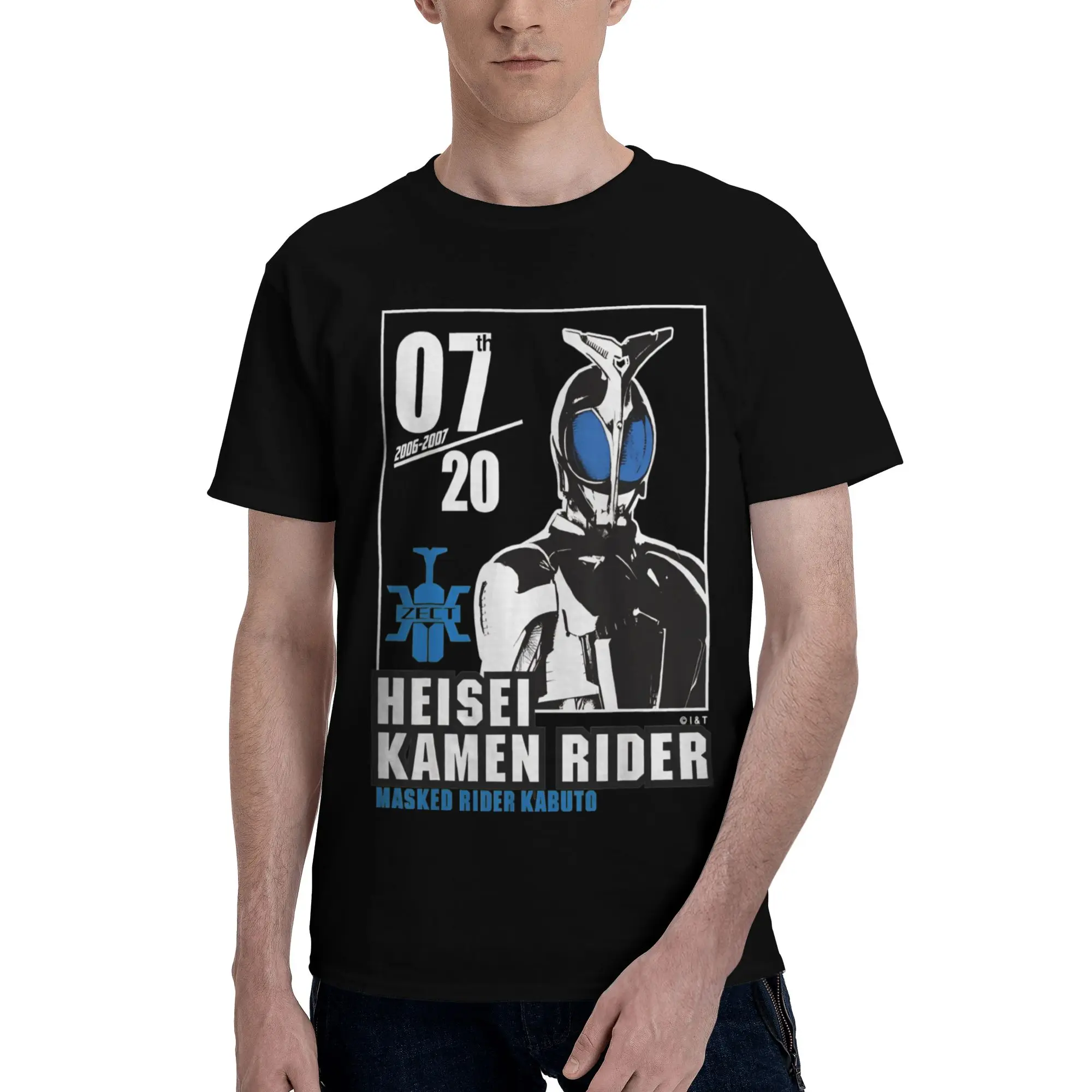 Kabuto Heisei Rider Anniversary Men T Shirt Kamen Rider Vintage Tees Short Sleeve Round Collar Pure Cotton Graphic Tops T-Shirt