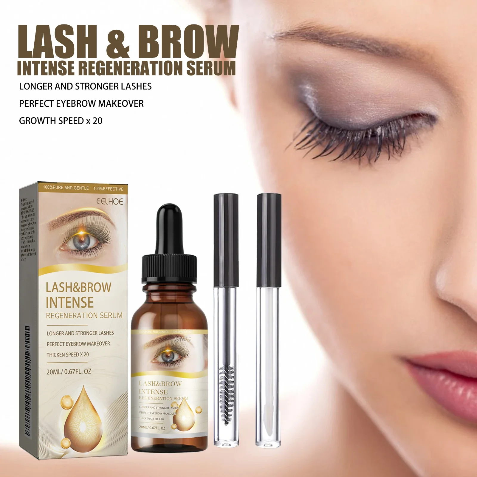 Eelhoe Eyelash Growth Serum Lengthening Mild Curling Eyelash Beautiful Rich Slender Long Moisturizing Eyebrows Portable Mascara