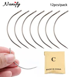 Nunify 12Pcs/pack Wholesale Curved Needle For Hair Weaving Cap 6Cm C-Type Needles Tools C Shape Wigs Needles For Hair Extension