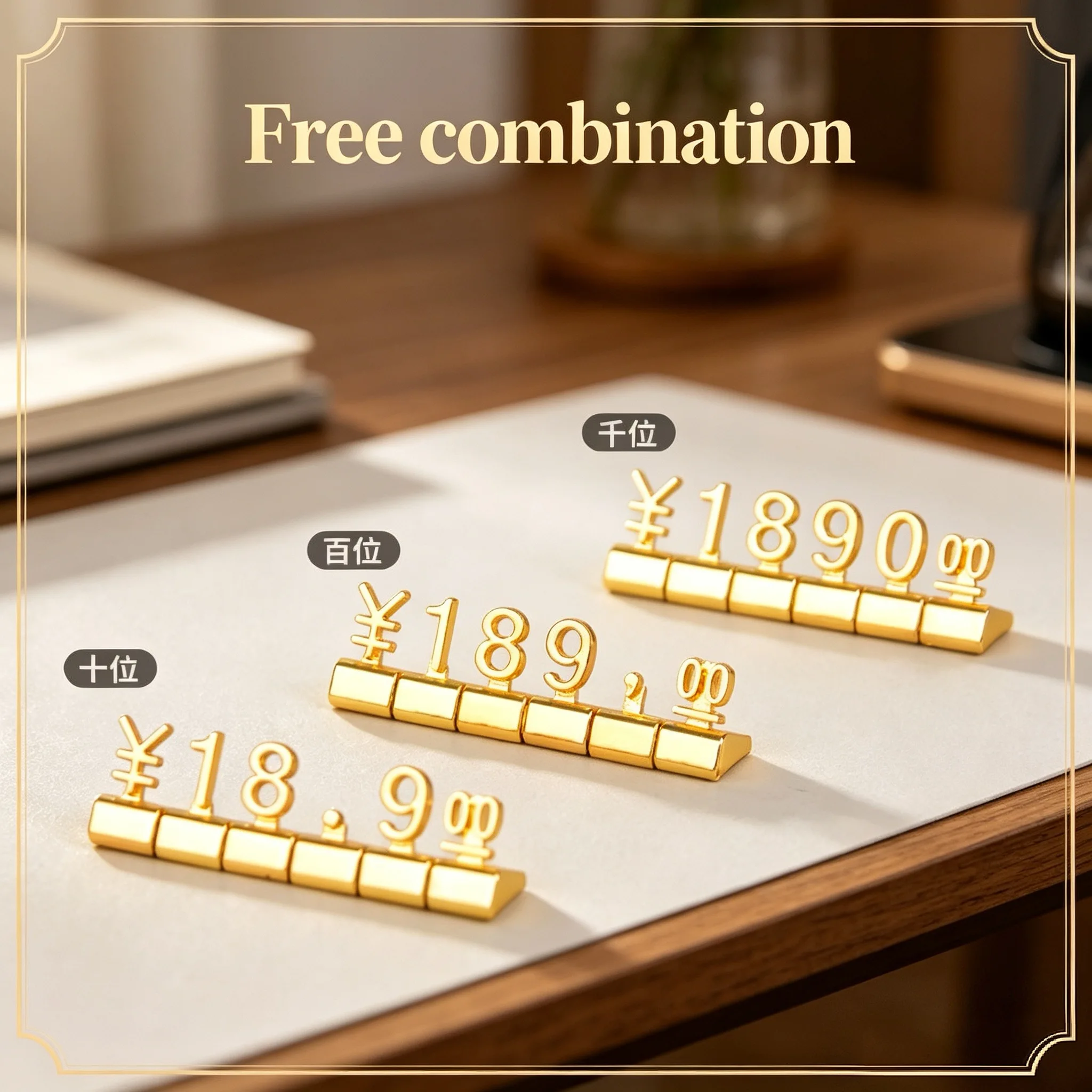 10 Sets Adjustable Assembly Numbers Mini Price Cube Tags Block Metal Jewelry Price Label Sign Holder Display Stand