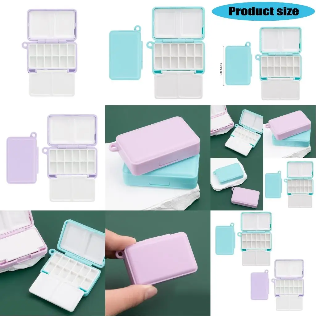 Portable Travel Watercolor Plastic Painting Box With Palette Half Pan Mini Paint Storage Case For Art Supplies