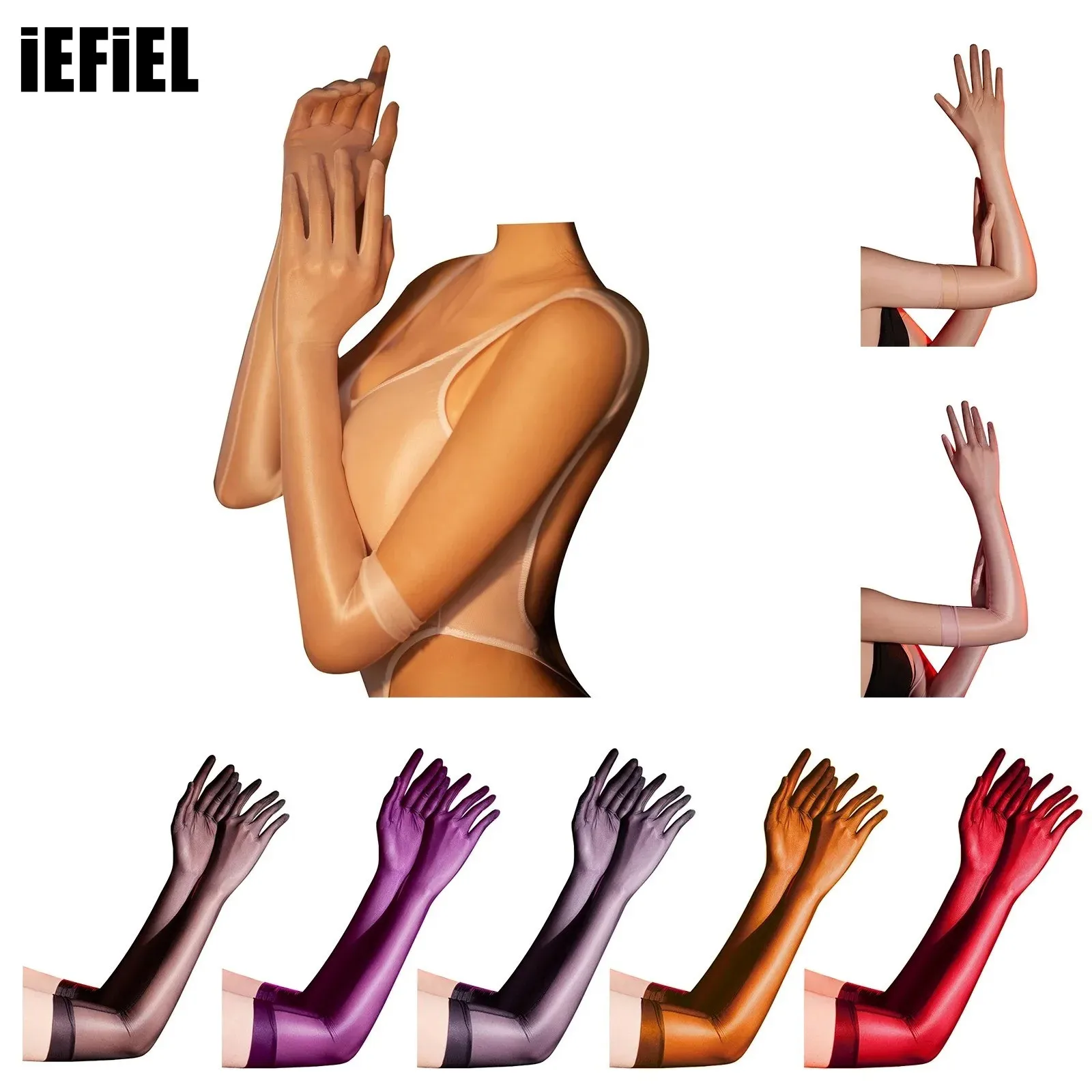 

1 Pair Glossy Silky Gloves Stretchy Gloves Over Elbow Length Ultra-thin Gloves Evening Party Costumes Accessories