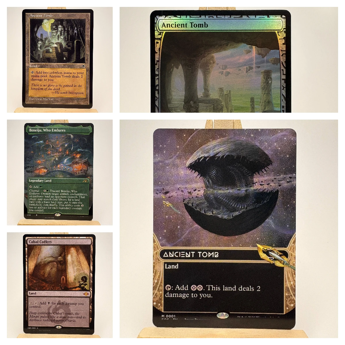 Cartas Premium de Magic: The Gathering - Ancient Tomb, City of Traitors, Cavern of Souls - Cartulina Negra Alemana