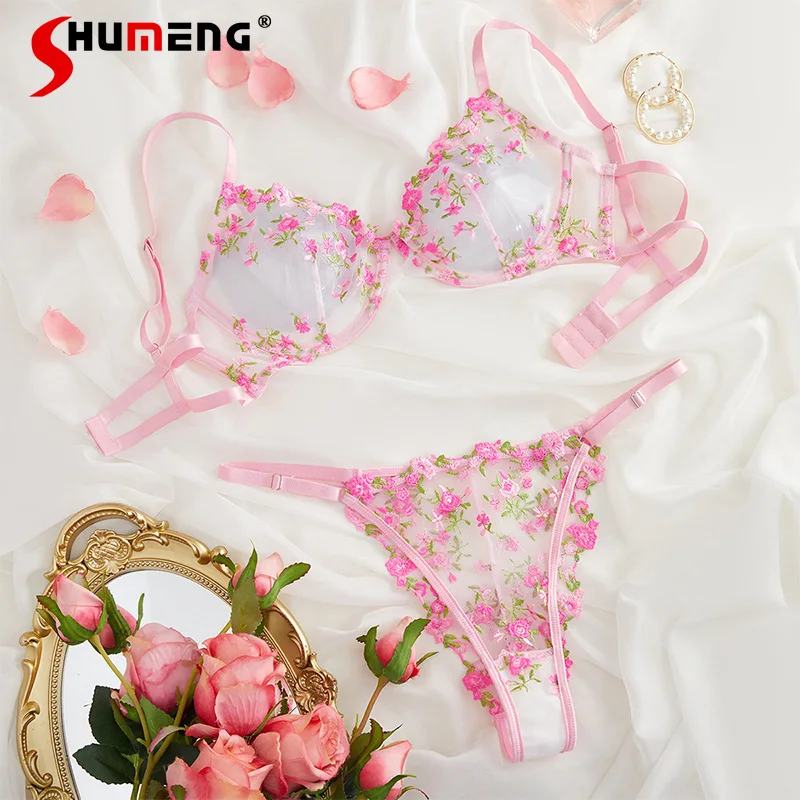 

Европейско-американское ультратонкое сексуальное женское белье для девочек с кружевной вышивкой Pure Desire, нижнее белье, женский бюстгальтер пуш-ап и трусики, комплект нижнего белья