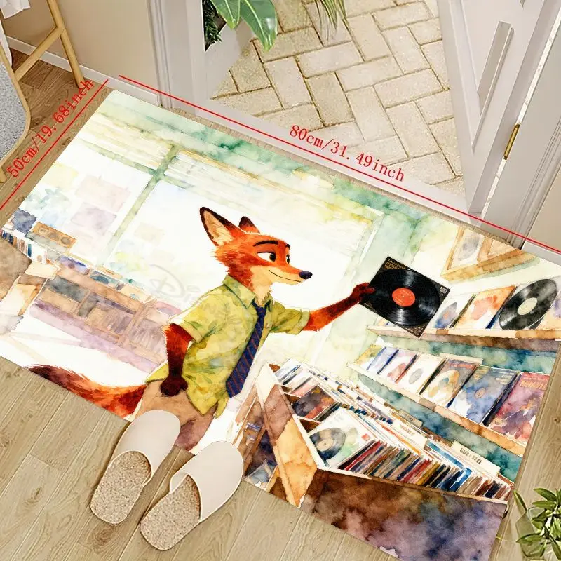 

1 шт., Disney Zootopia Nick Wilde Fox, акварель, художественный принт, магазин музыкальных записей, сценический коврик, напольный коврик для гостиной, спальни, детей