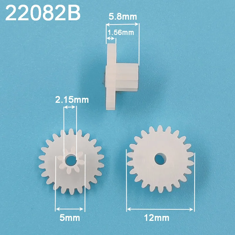 22082B 0.5M Gear 12mm Diameter POM Plastic 22 Teeth + 8 Teeth Double Layer Gears 2.05mm Hole Toy Parts 10PCS/lot