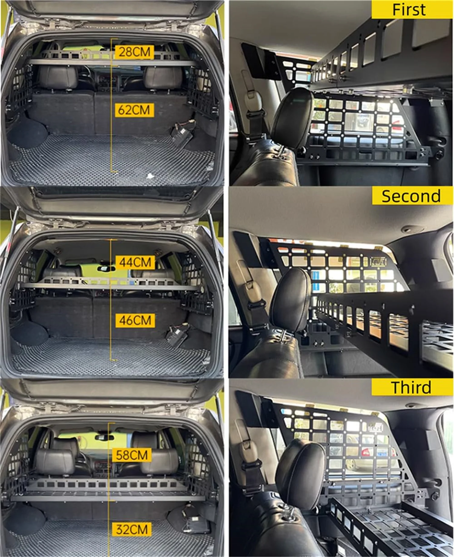 CGZ For Jeep Grand Cherokee WJ 1999-2004 Modular Storage Panel Shelf Modification Molle Panel Rear Trunk Debris Rack  1 Set