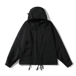 New 2023 Men Raf Technical zip-up Parka Track Zipper Casual Mess Windbreaker With Hoody Trench Jackets Coat #A06