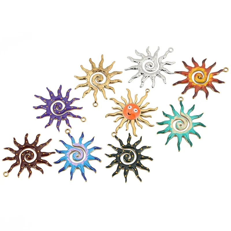 4pcs Stainless Steel Spiral Sun Spiral Smiley Face Charms Jewelry Making Accessories DIY Women Earrings Necklace Jewelry Making view 3