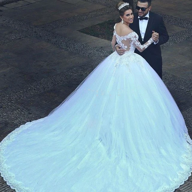 Abiti da sposa principessa di lusso a line 2023 abito da sposa affascinante in pizzo a maniche lunghe per le donne AliExpress 320