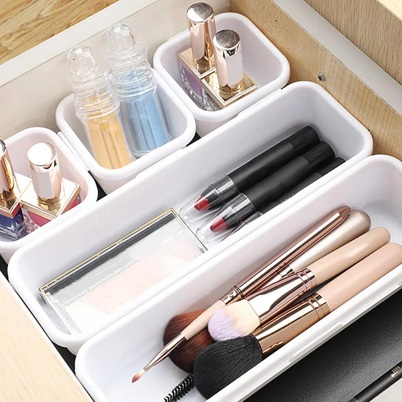 8PCS Drawer Organizer Set 3 Sizes Multi-Purpose Bathroom and Vanity Drawer Organizer Trays for Makeup Bedroom Kitchen and Office