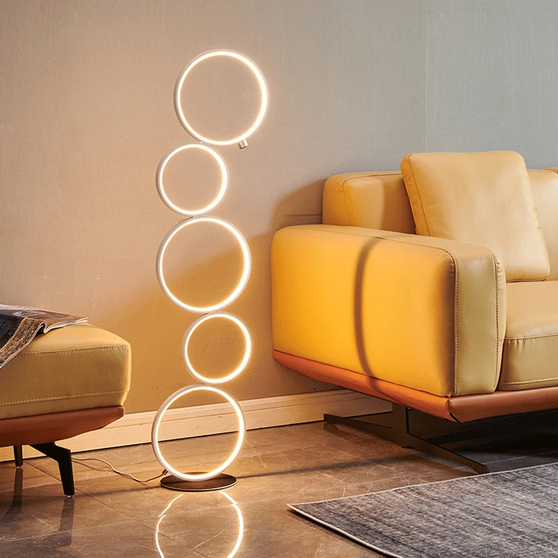 

Nordic Ring Design Led Floor Lamp Modern Minimalist Touch Switch Standing Lamp For Interior Decoration Bedroom Bedside Lighting