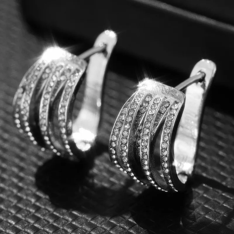 1pcs Women's Fashionable Earrings Simple Lines Cross Winding Design Suitable Women Gatherings Weddings Daily Jewelry Accessories