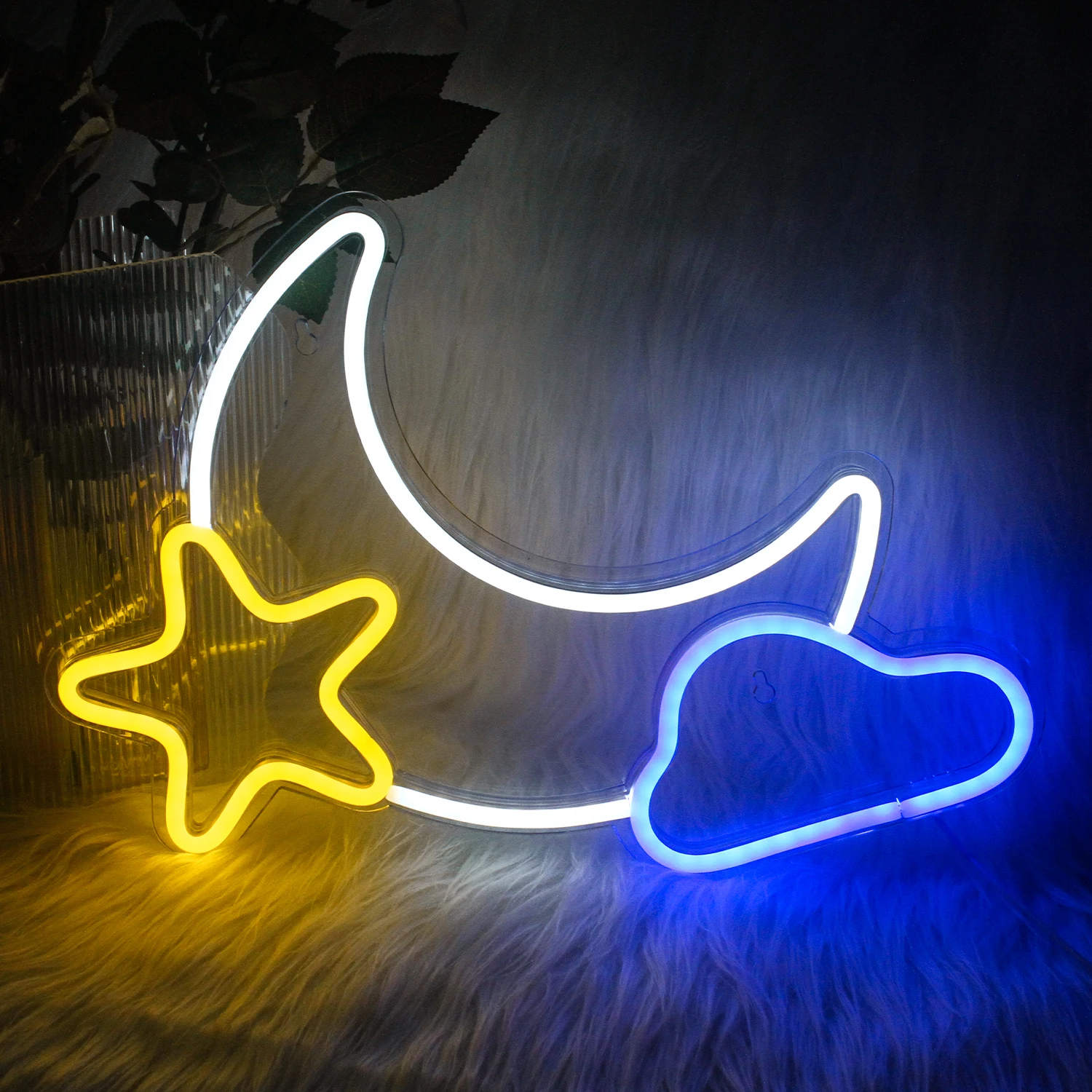 

Moon Star Neon Sign Led Wall Decor Dimmable Light Art for Bedroom Kids Room Living Room Party Wedding Decoration Gifts USB